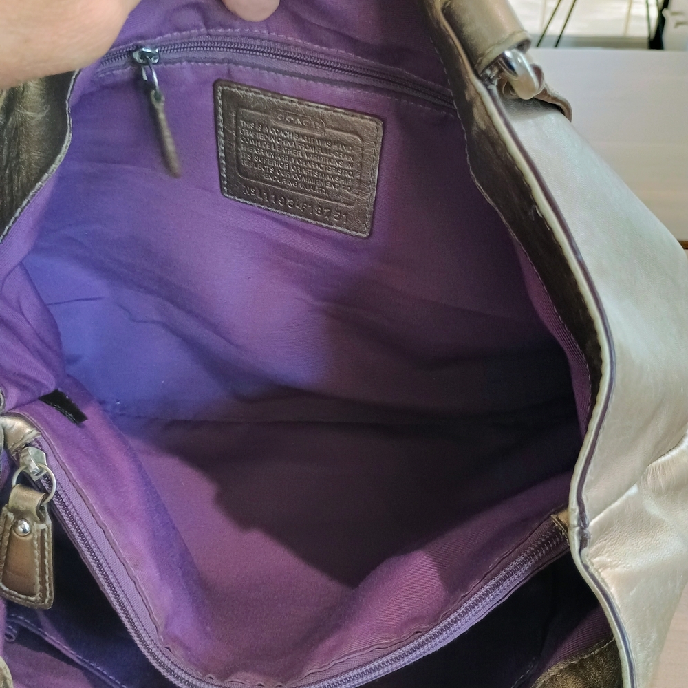 Coach Metallic Leather Tote Bag - Picture 11 of 12